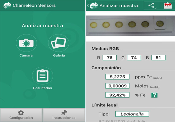 Aplicación Android de roconocimiento y análisis de muestras de laboratorio. Desarrollo conjunto con el Departamento de Química de la Universidad de Burgos.