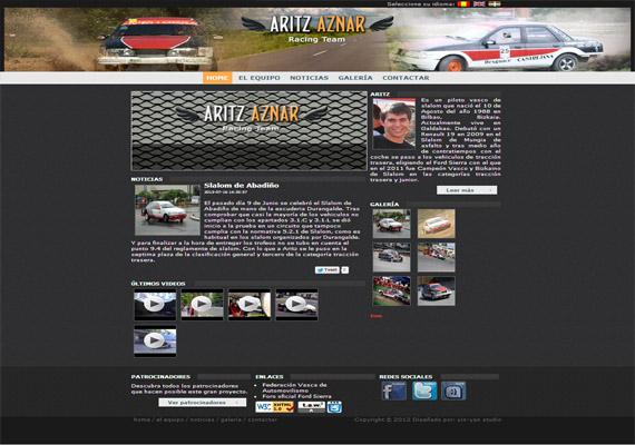Desarrollo y maquetación de la website para el equipo Aritz Aznar Racing Team <a href='http://aritzracing.yin-yan.es/' target='_blank'>Visitar la web</a>
